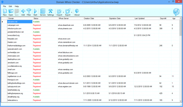 Bulk domain name availability checker.